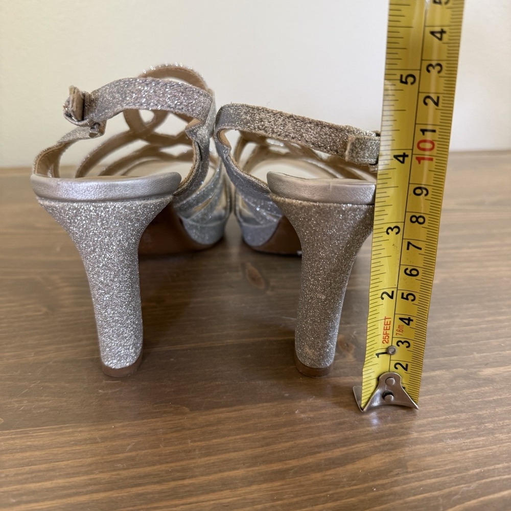 Naturalizer Womens 7M Silver Sparkly Cameron Ankle Strap Sandals Heels Dressy‎ - Picture 6 of 9